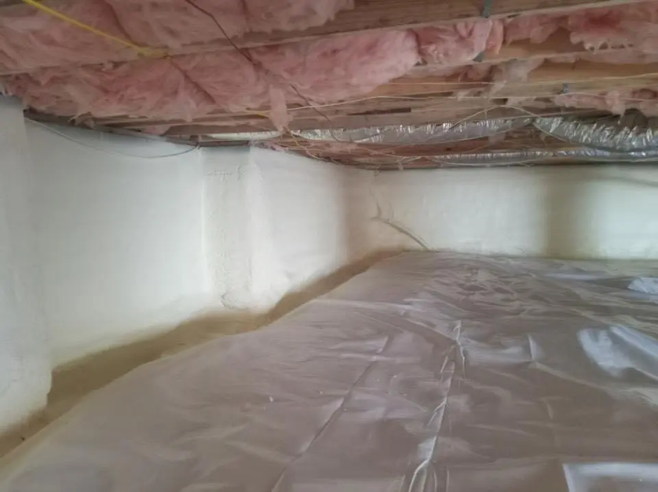 Crawl space encapsulation with closed-cell spray foam for Roof Leak Repair in Thornton